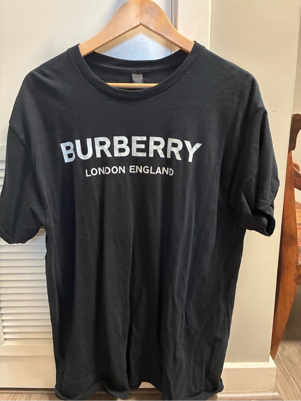 Burberry Black Short Sleeve Tee with White Logo
